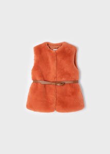 Fur vest with belt for girl Art. 12-04312-011