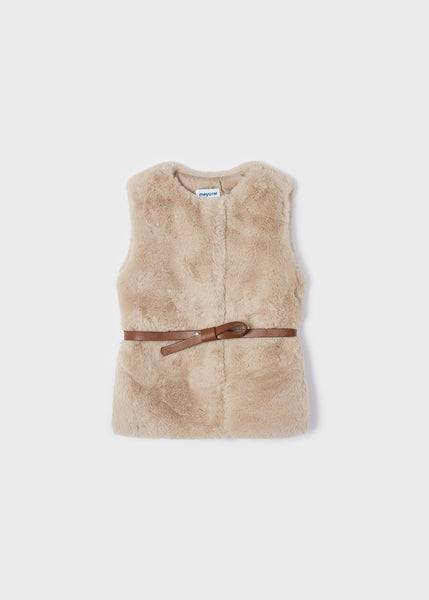 Fur vest with belt for girl Art. 12-04312-012