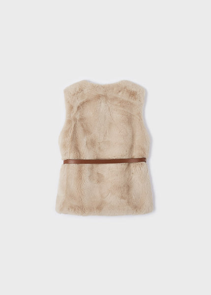 Fur vest with belt for girl Art. 12-04312-012