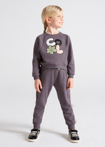 Tracksuit with appliqués for girls 4855-22