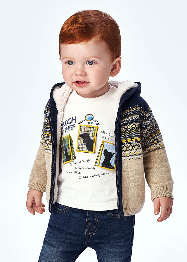 Baby boy hooded tricot jacket Art. 11-02381-072 / ECOFRIENDS long sleeve baby boy t-shirt set Art. 11-02068-046