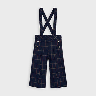 Checked culotte trousers with braces for girl 4551-15
