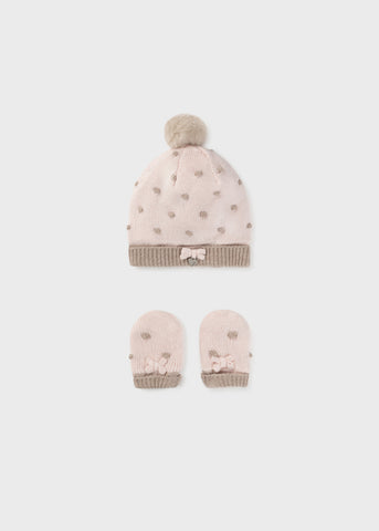 Set hat ears newborn mitten girl Art. 11-09435-062