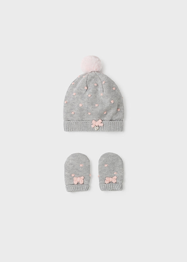 Set hat ears newborn mitten girl Art. 11-09435-063