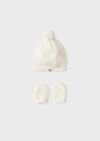 Set hat ears newborn mitten girl Art. 11-09435-065