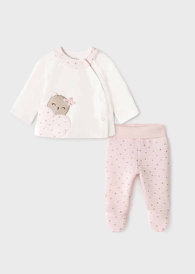 Newborn padded gaiter set for girl Art. 11-02501-050