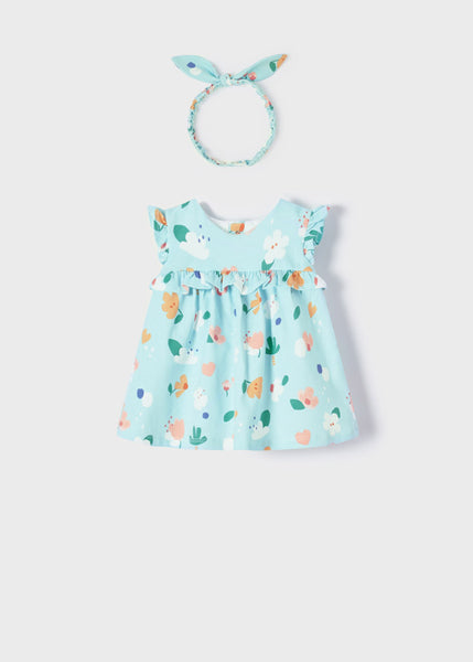 ECOFRIENDS patterned dress with headband newborn girl Art. 22-01857-062