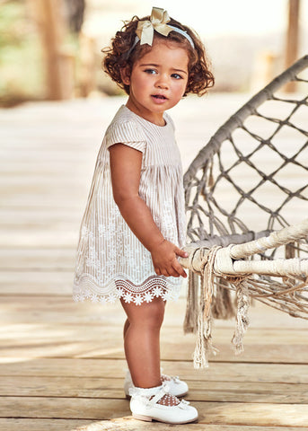 Embroidered border dress baby girl Art. 22-01906-048