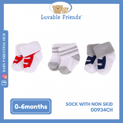 Luvable Friends Baby Boy Terry Sock With Non Skid 00934CH