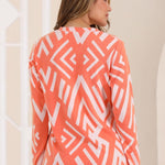 Women's Gray Orange Jacquard Cotton Long Sleeve Winter Pajamas Set 281