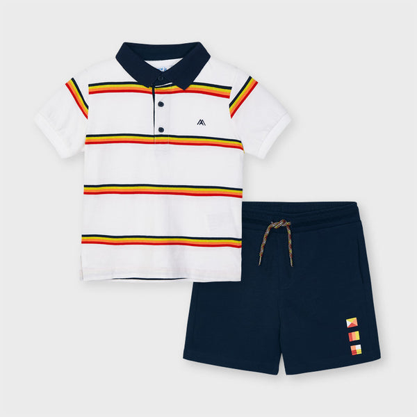 Knit shorts and striped polo set for boy Art. 21-03640-021