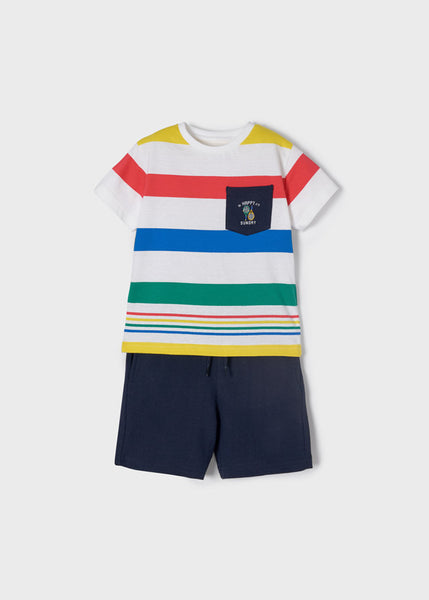 Knit stripes shorts set boy Art. 22-03658-056