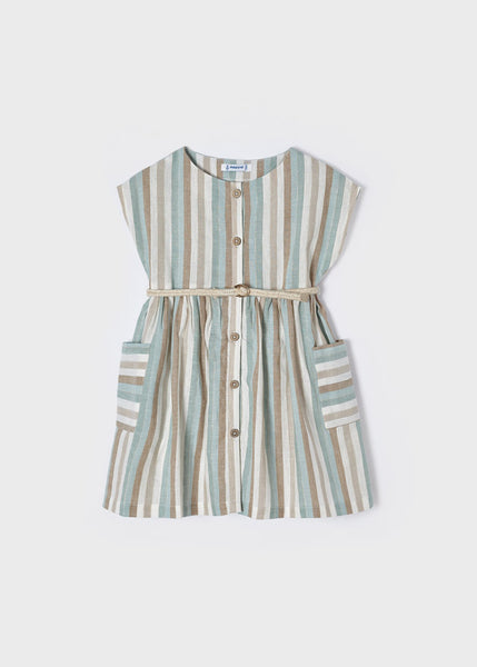 Linen striped dress girl Art. 22-03929-058