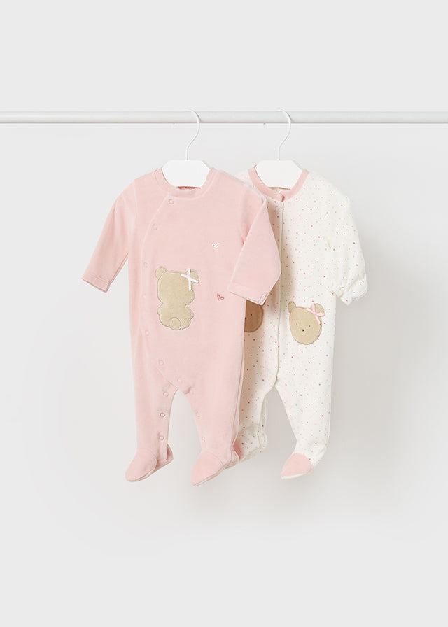 Pack of 2 newborn velvety knit pajamas ECOFRIENDS Art. 12-02613-056