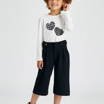 Girl's lurex sweater Art. 11-04372-033 / ECOFRIENDS T-shirt with long sleeves for girl Art. 11-04005-010 / Crepe knit culotte trousers for girl Art. 11-04576-002