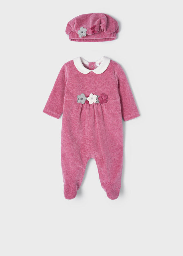 Warm knitted romper with newborn hat 2611-84