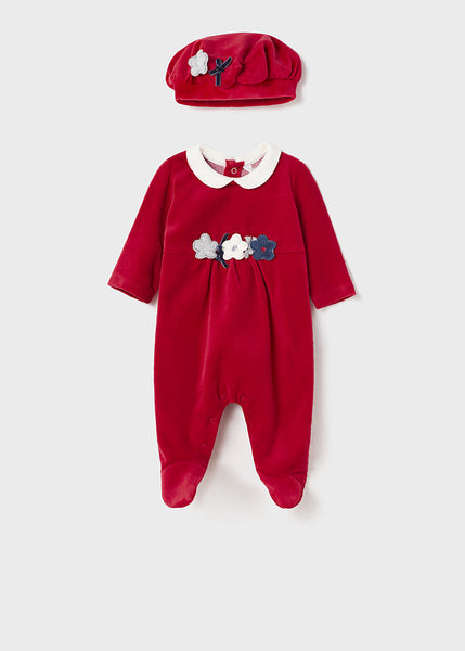 Warm knitted romper with newborn hat 2611-87