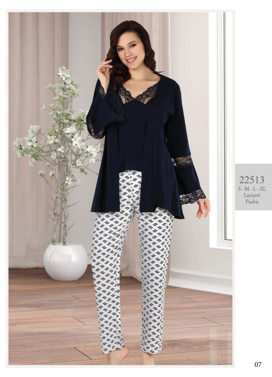 Three-piece cotton pajama set from the Turkish brand Tuba 22513