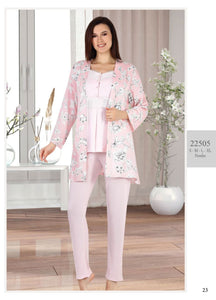 Three-piece cotton pajama set from the Turkish brand, Tuba 22505