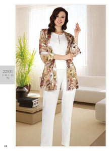 Three-piece cotton pajama set from the Turkish brand, Tuba 22531