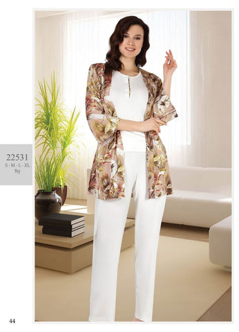 Three-piece cotton pajama set from the Turkish brand, Tuba 22531