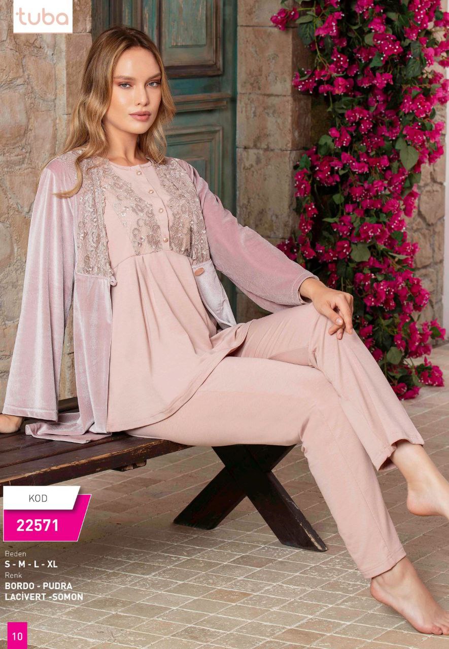 Pajama 3 pieces, cotton, from the Turkish brand, Tuba 22571