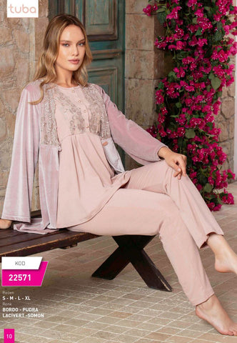 Pajama 3 pieces, cotton, from the Turkish brand, Tuba 22571
