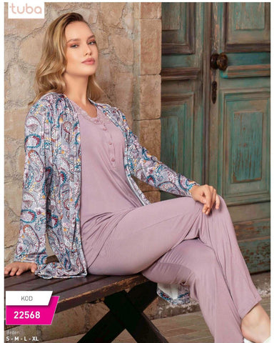 Pajama 3 pieces, cotton, from the Turkish brand, Tuba 22568