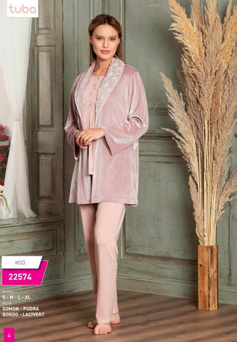 Pajama 3 pieces, cotton, from the Turkish brand, Tuba 22574
