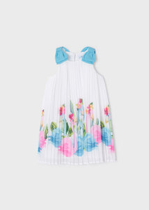 Pleated dress with floral border girl Art. 22-03913-041
