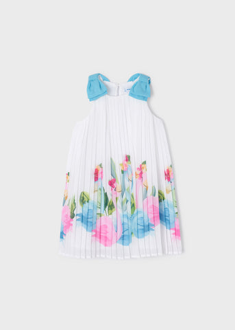 Pleated dress with floral border girl Art. 22-03913-041