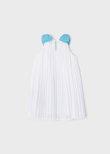 Pleated dress with floral border girl Art. 22-03913-041