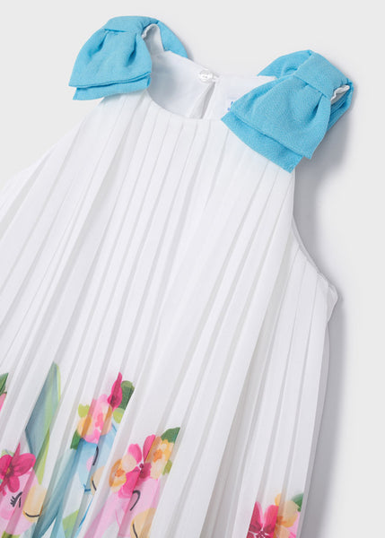 Pleated dress with floral border girl Art. 22-03913-041