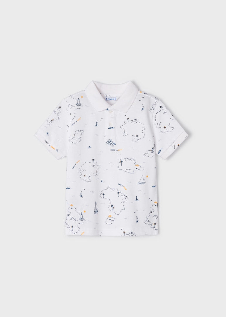 Short-sleeved polo shirt with print in sustainable cotton for boys Art. 23-03157-025