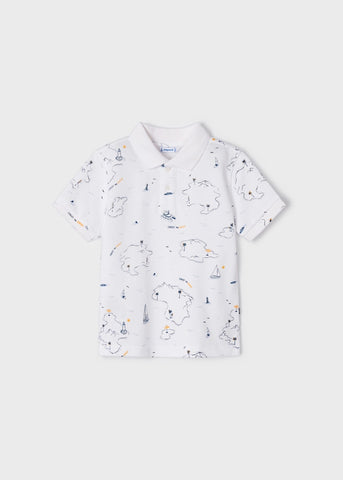 Short-sleeved polo shirt with print in sustainable cotton for boys Art. 23-03157-025