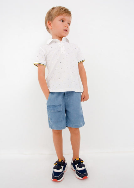Short-sleeved polo shirt with sustainable cotton print for boys Art. 23-03150-027