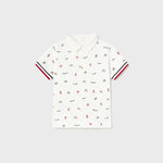 Short-sleeved cotton polo shirt with print for baby Art. 23-01107-039/Twill bermuda for baby Art. 23-01291-014