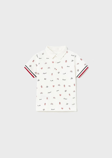 Short-sleeved cotton polo shirt with print for baby Art. 23-01107-039/Twill bermuda for baby Art. 23-01291-014