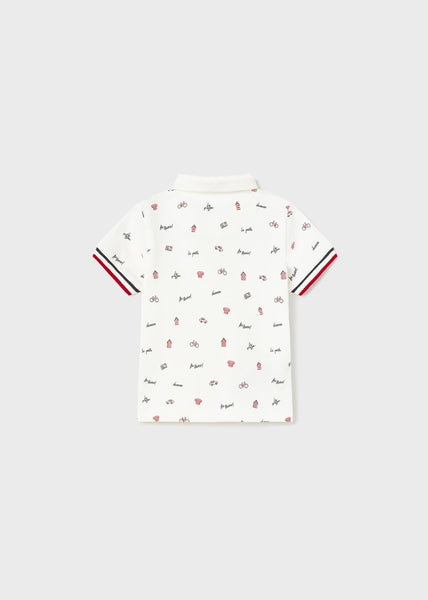 Short-sleeved cotton polo shirt with print for baby Art. 23-01107-039/Twill bermuda for baby Art. 23-01291-014