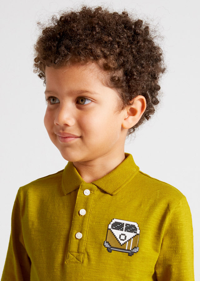 Long-sleeved polo shirt with appliqué for boy ECOFRIENDS Art. 12-04177-042