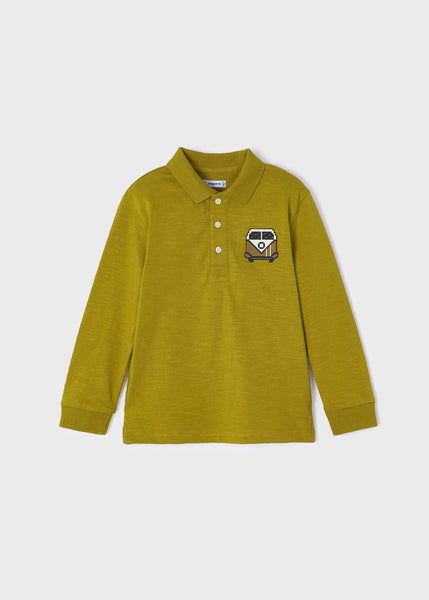 Long-sleeved polo shirt with appliqué for boy ECOFRIENDS Art. 12-04177-042