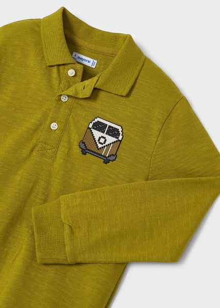 Long-sleeved polo shirt with appliqué for boy ECOFRIENDS Art. 12-04177-042