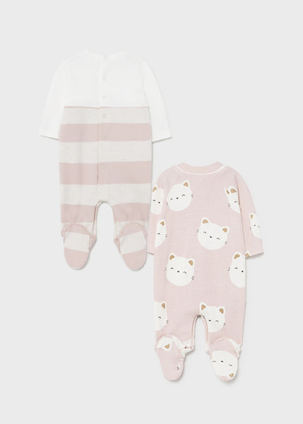 تعيين 2 بيجامة ECOFRIENDS محبوك طفلة حديثة الولادة