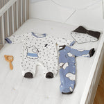 Set 2 knitted pajamas with newborn boy bib Art. 11-02686-048