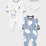 Set 2 knitted pajamas with newborn boy bib Art. 11-02686-048