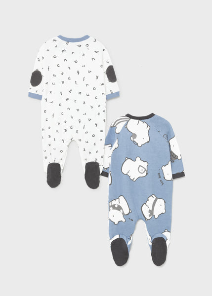 Set 2 knitted pajamas with newborn boy bib Art. 11-02686-048