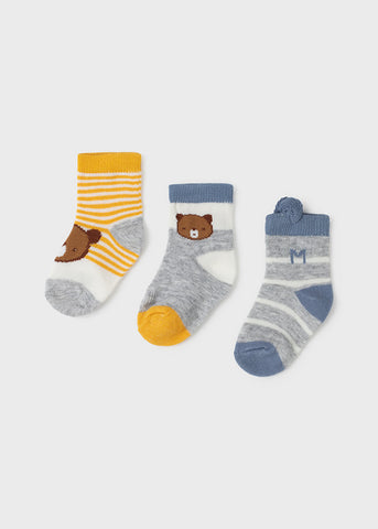 Set 3 newborn boy socks Art. 11-09424-080