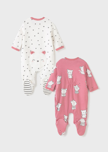 Set ECOFRIENDS 2 pajamas with bib for newborn girl Art. 11-02670-062