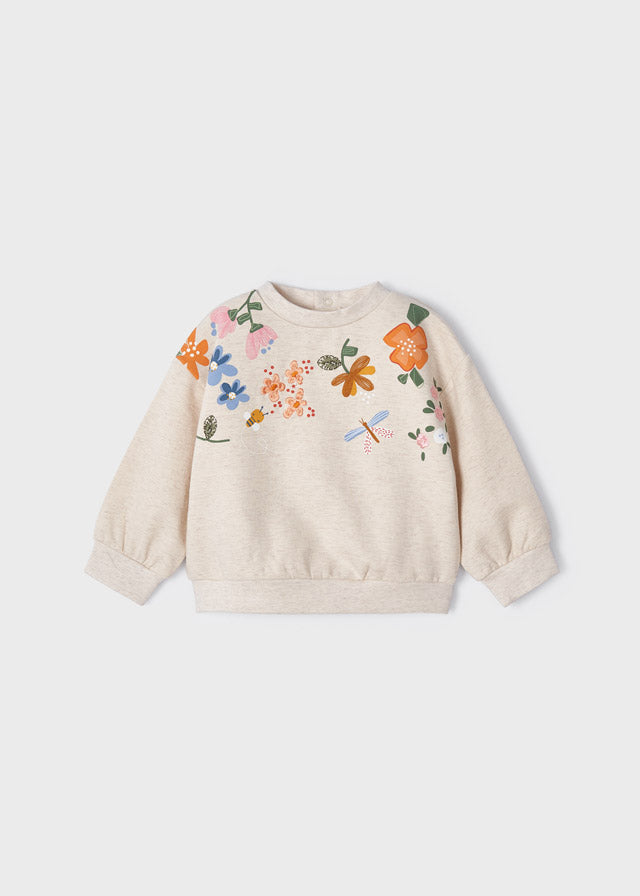 Sweatshirt with embroidered flowers for baby ECOFRIENDS Art. 12-02429-034