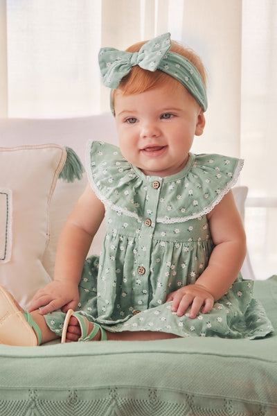 Sustainable cotton dress with headband newborn Art. 23-01804-060